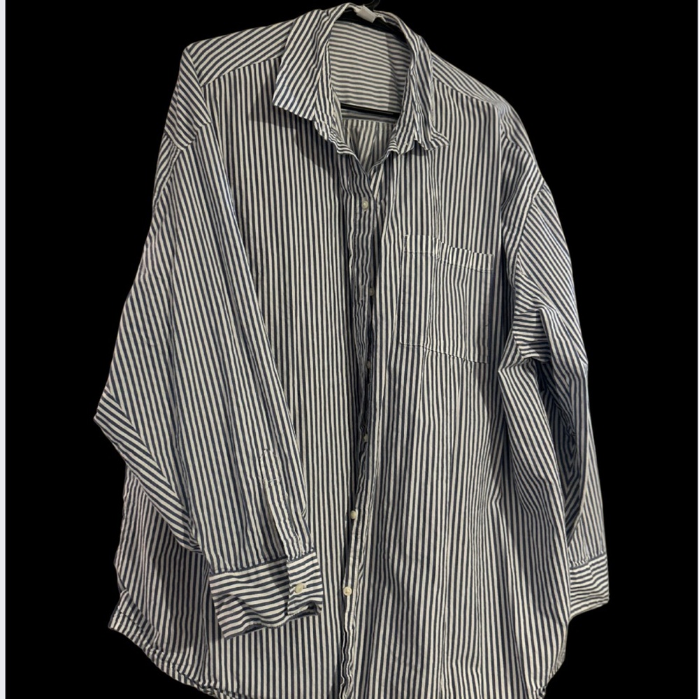 Classic Navy and White Striped Women’s Boyfriend Shirt